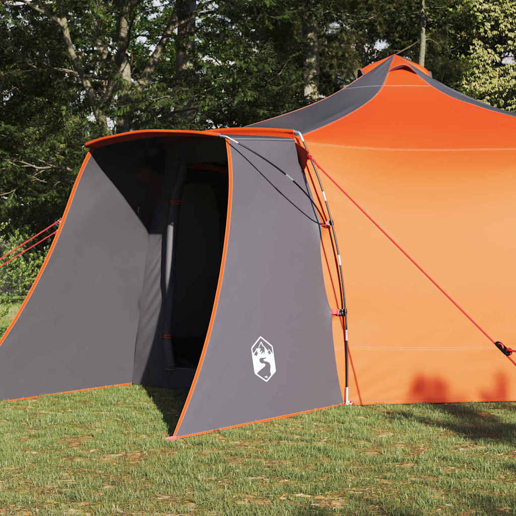 Vidaxl tipi tent met dak grijs en oranje 492 x 492 x 275 cm stof
