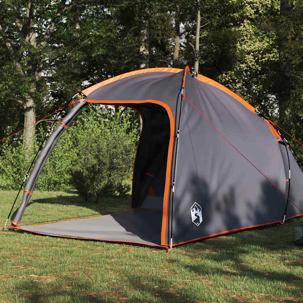 Vidaxl tent grijs en oranje 370 x 230 x 185 cm polyester en glasvezel