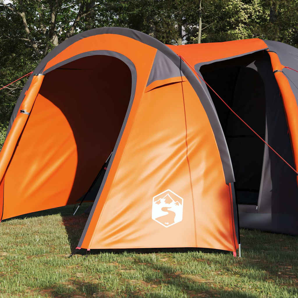 Vidaxl koepeltent koepel met dak grijs en oranje 384 x 254 x 170 cm