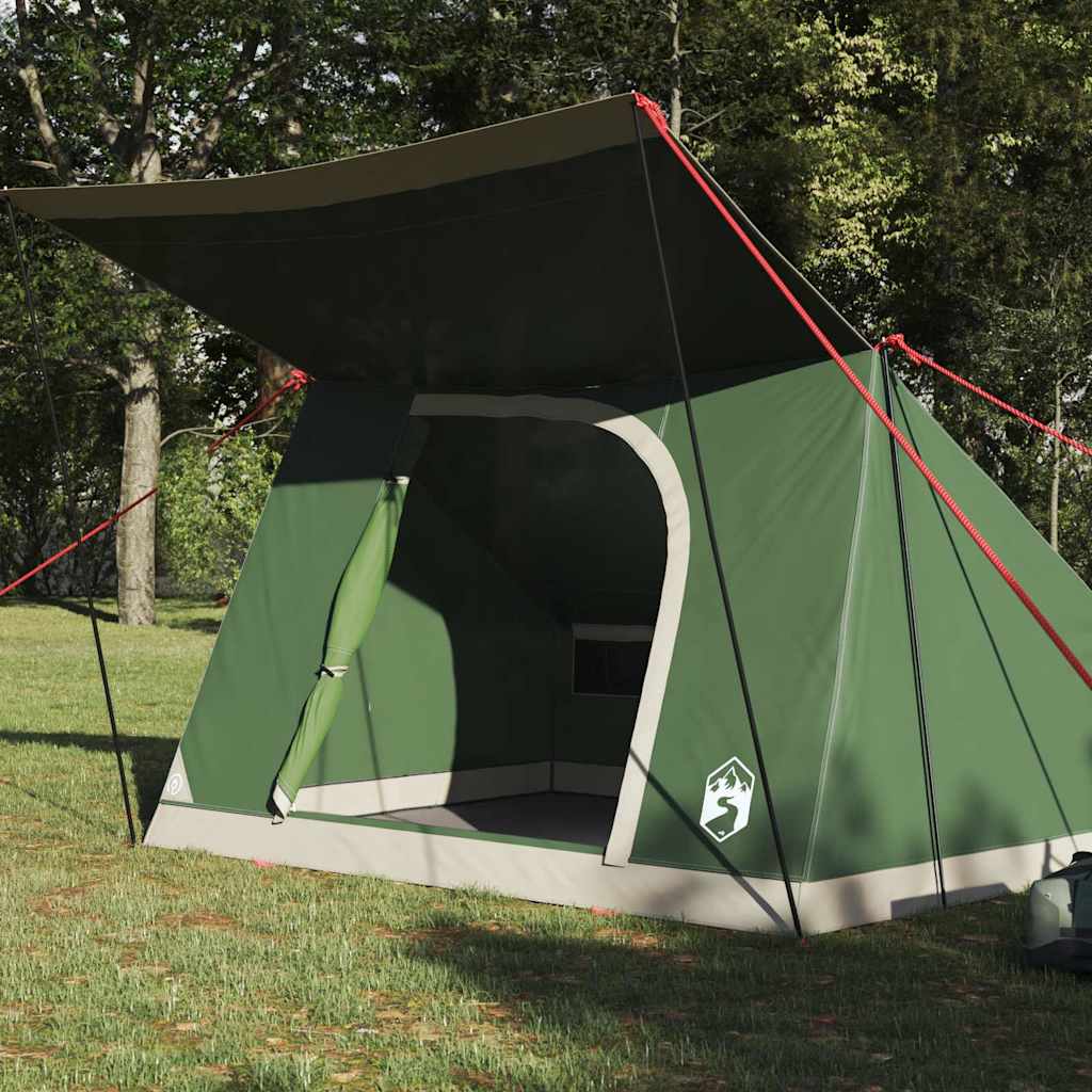 Vidaxl camping tent met dak met opslag groen 282 x 225 x 154 cm taft