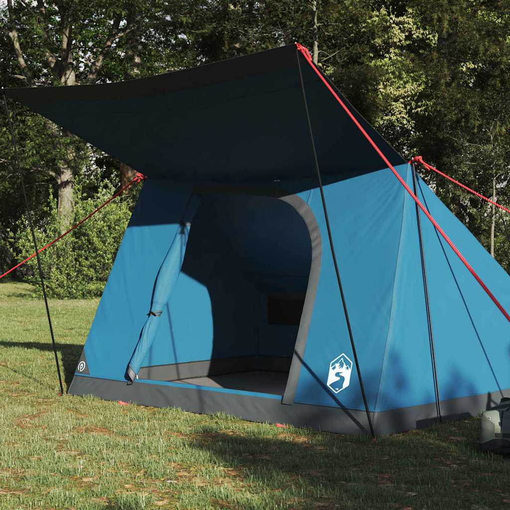 Vidaxl camping tent met dak met opslag blauw 282 x 225 x 154 cm taft