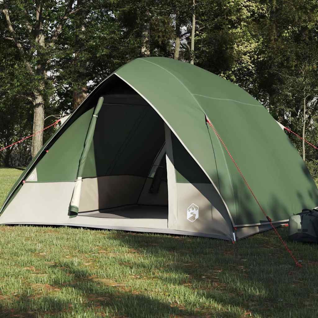 Vidaxl camping tent met dak met opslag groen 275 x 230 x 140 cm taft