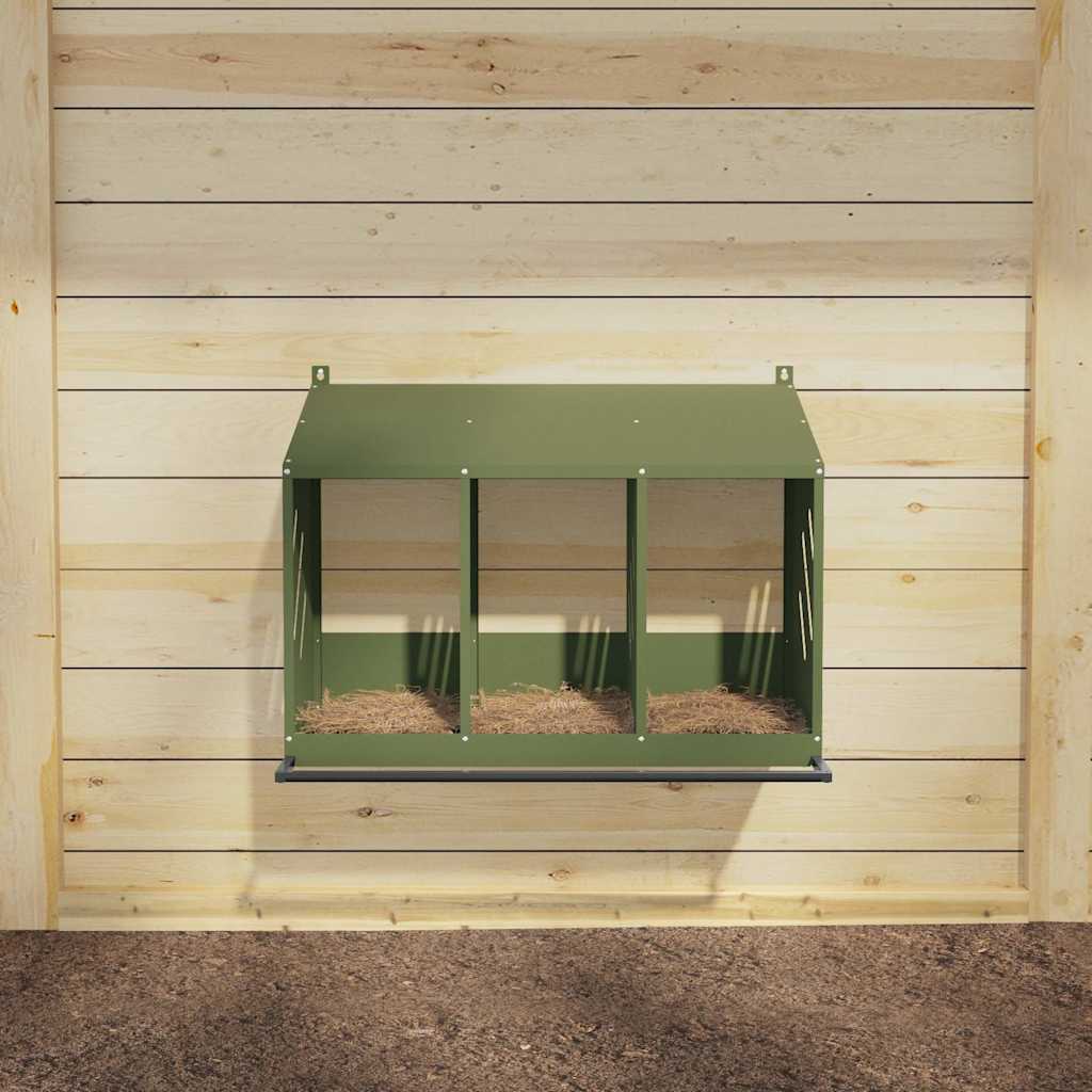 Vidaxl kippennestkastje met 3 vakken olijfgroen metaal