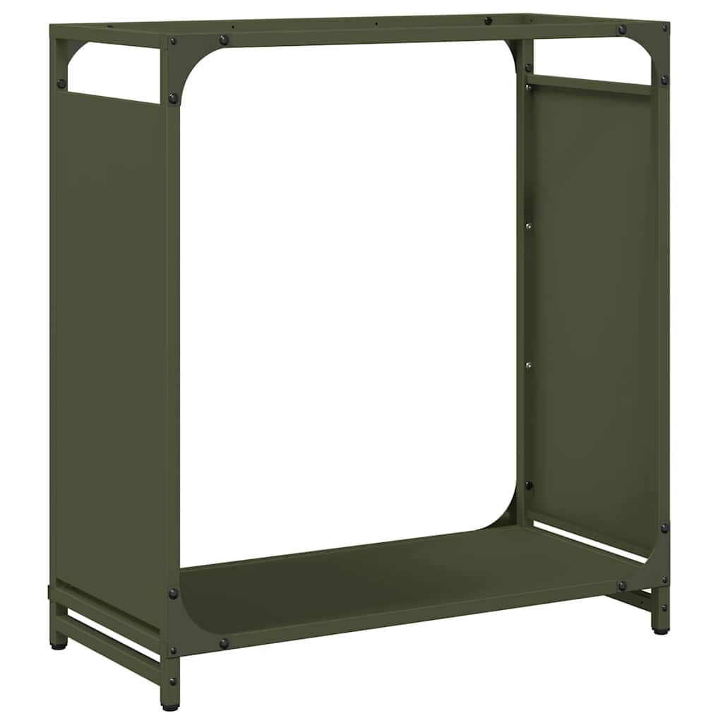 Vidaxl brandhoutrek 60x28x65 cm koudgewalst staal olijfgroen