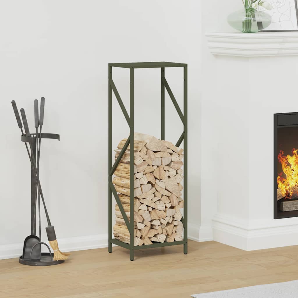 Vidaxl brandhoutrek 34x25x100 cm koudgewalst staal olijfgroen