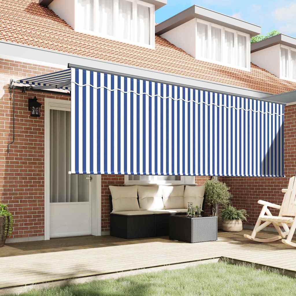 Vidaxl inklapbaar zonnescherm blauw en wit 350 x 200 cm