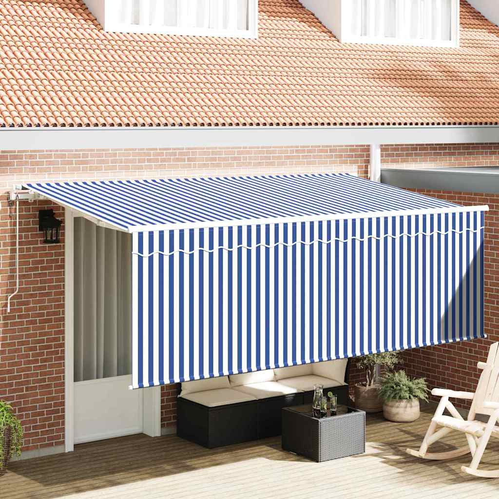 Vidaxl inklapbaar zonnescherm blauw en wit 400 x 200 cm