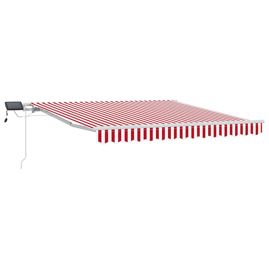 Vidaxl inklapbaar zonnescherm rood en wit 350 x 250 cm stof en staal