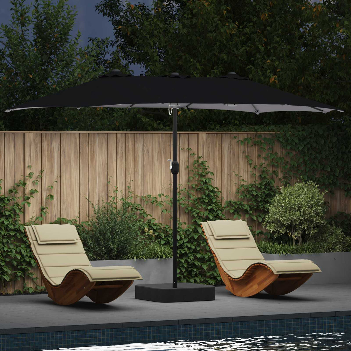 Vidaxl tuinparasol zwart 385 x 209 x 244 cm polyester