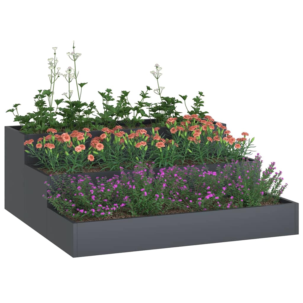 Vidaxl tuin bloempot antraciet 90 x 90 x 35 cm koudgewalst staal