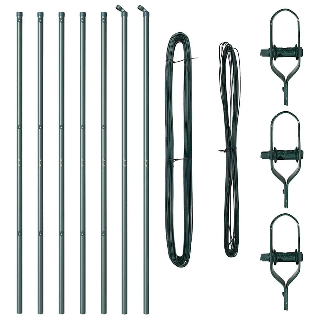 Vidaxl afrasteringspaal 7 pcs groen staal