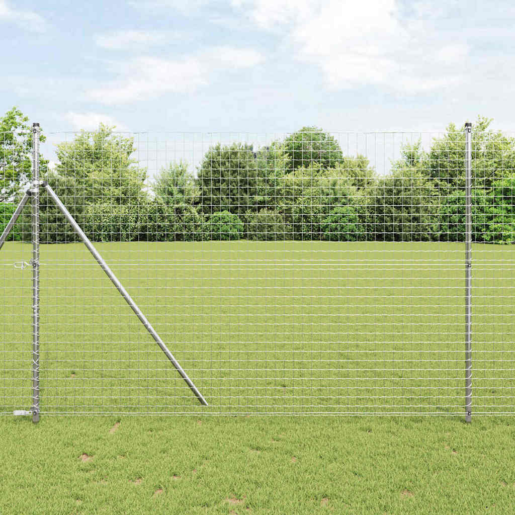 Vidaxl afrasteringspaal 7 pcs zilver staal