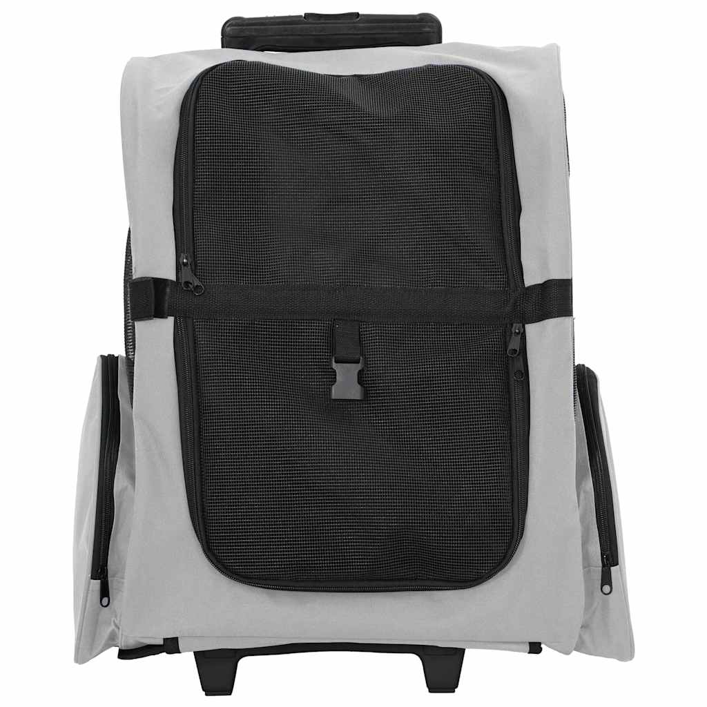 Vidaxl huisdierentrolley 3-in-1 48x32x(57-106) cm oxford stof grijs