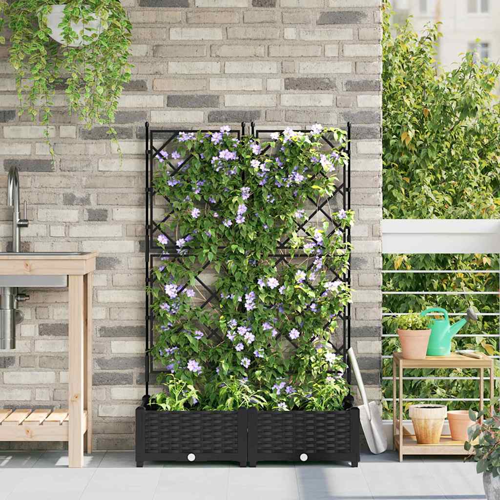 Vidaxl tuin bloempot 2 pcs zwart 80 x 40 x 125,5 cm staal