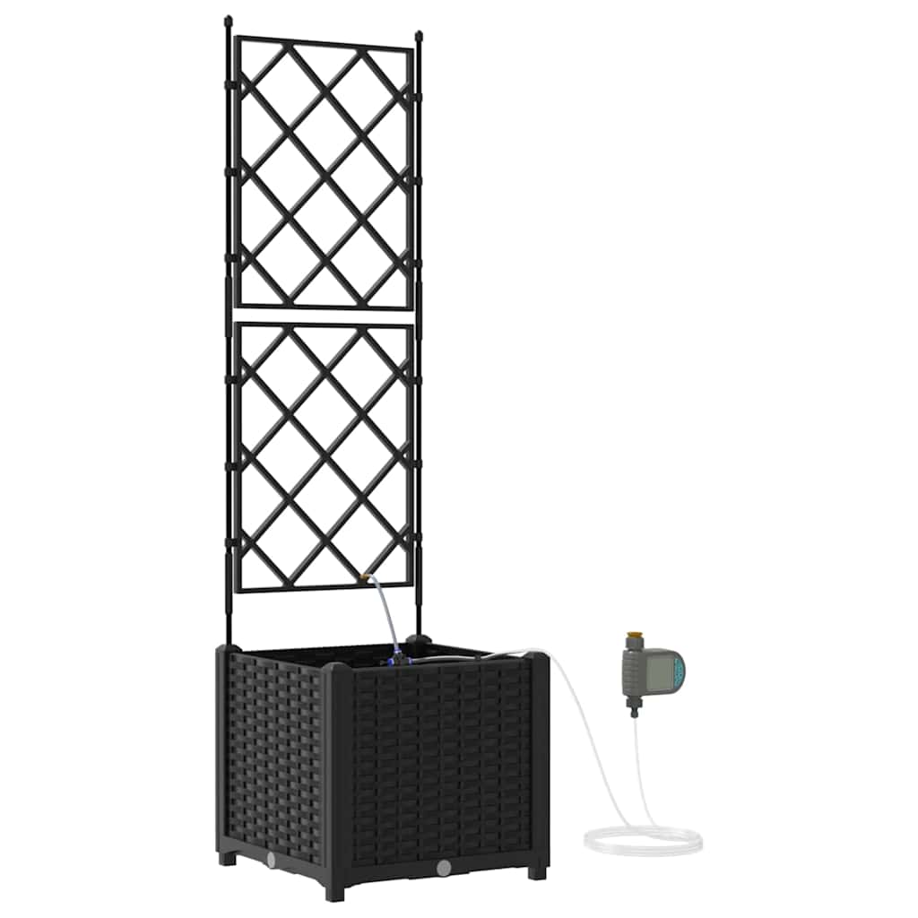 Vidaxl tuin bloempot zwart 40 x 40 x 142 cm staal