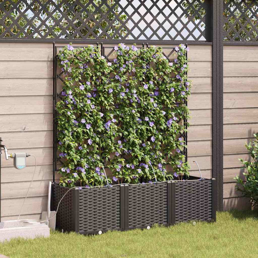 Vidaxl tuin bloempot 3 pcs zwart staal