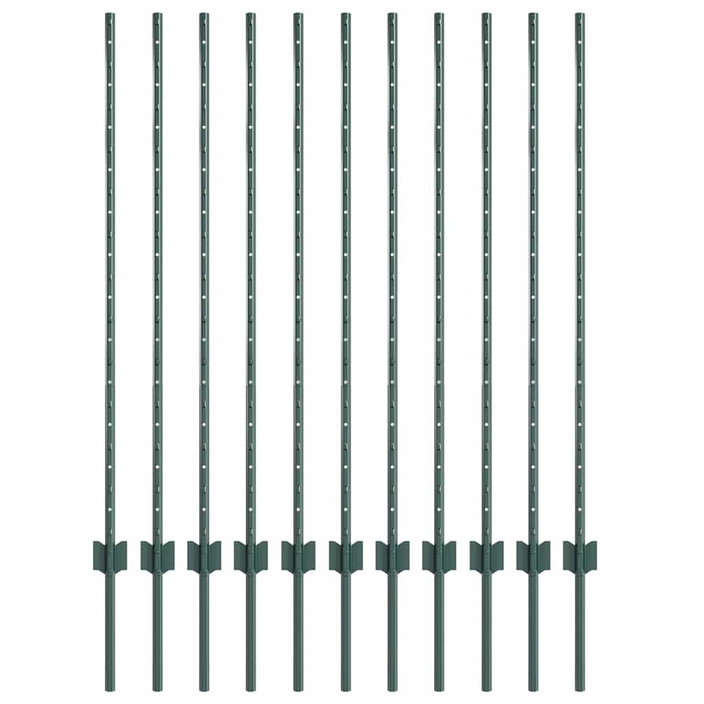 Vidaxl afrasteringspaal 11 pcs groen 120 cm staal