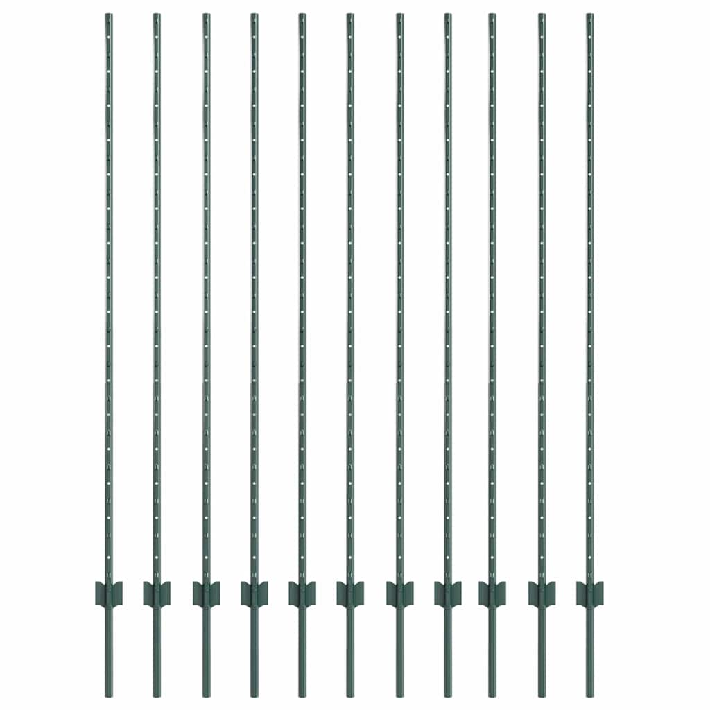 Vidaxl afrasteringspaal 11 pcs groen 150 cm staal
