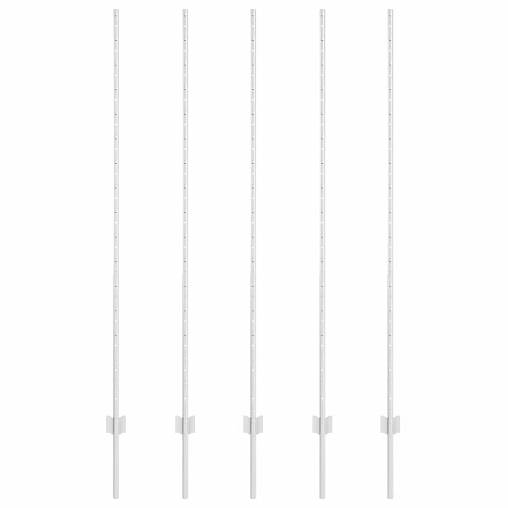 Vidaxl afrasteringspaal 5 pcs zilver 150 cm staal