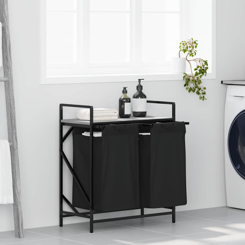 Vidaxl wasmand 2 vakken met plank grijs sonoma eiken
