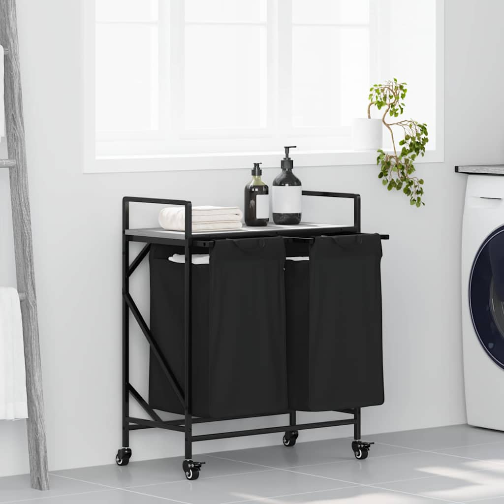 Vidaxl wasmand 2 vakken met planken grijs sonoma eiken