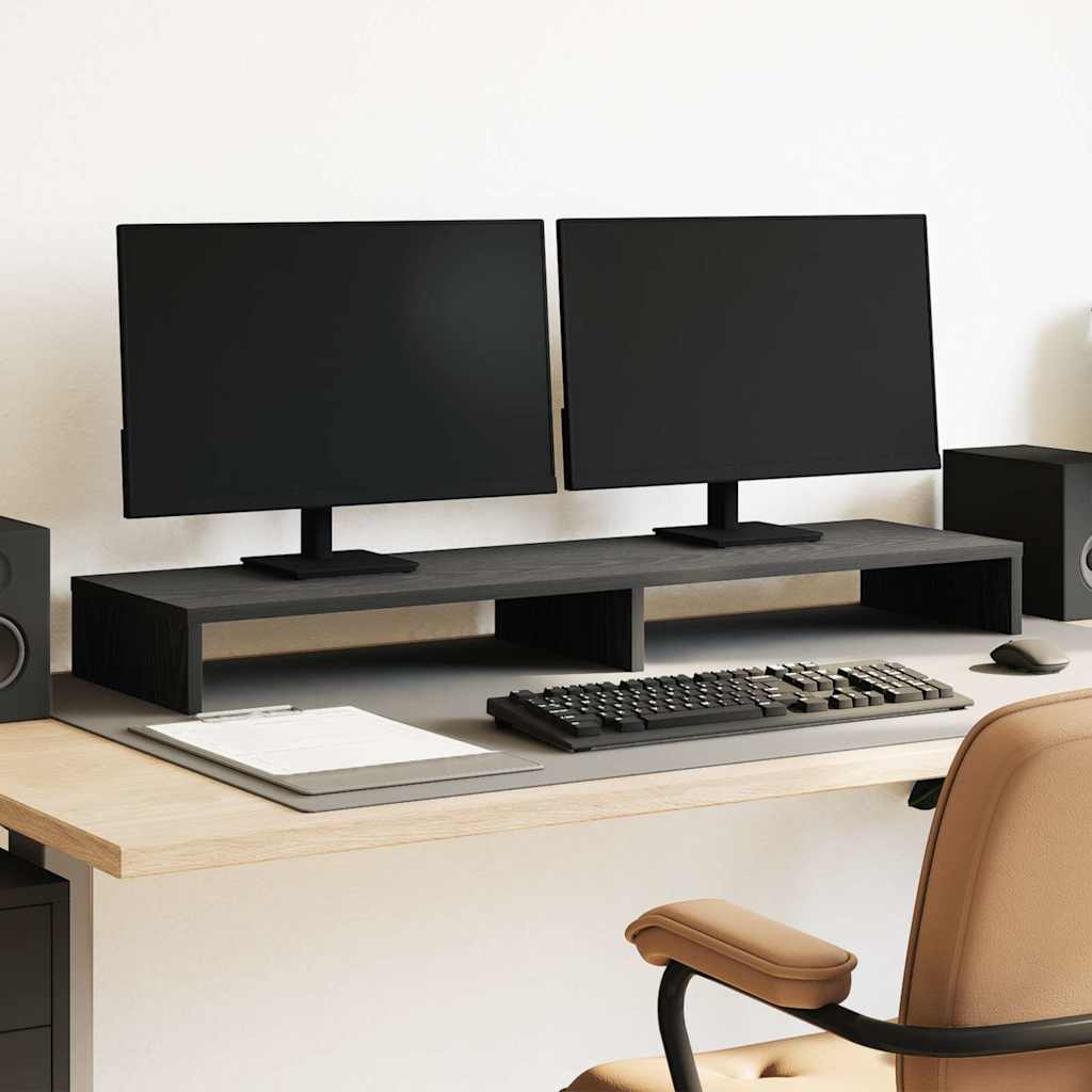 Vidaxl monitorstandaard zwart eiken 100x27x10 cm bewerkt hout