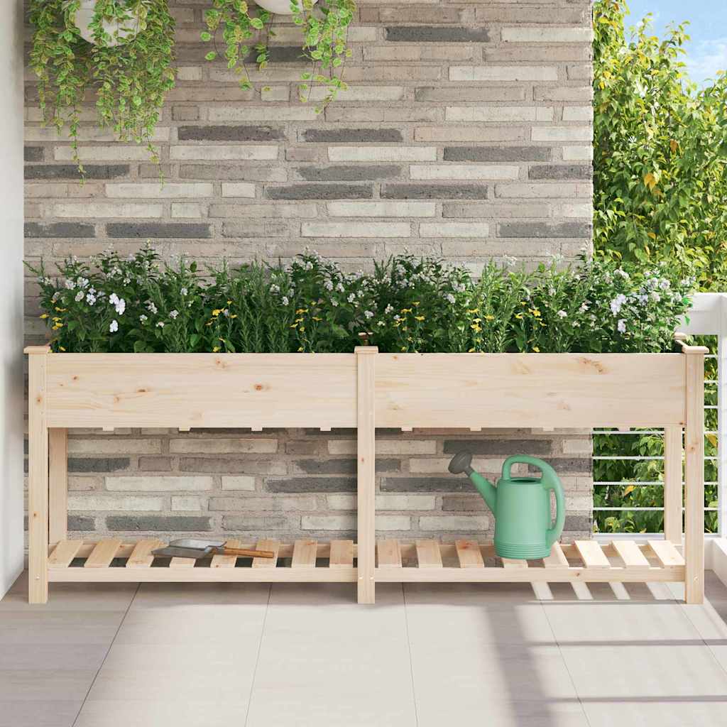 Vidaxl tuin bloempot beige 203 x 53 x 76,5 cm massief vurenhout
