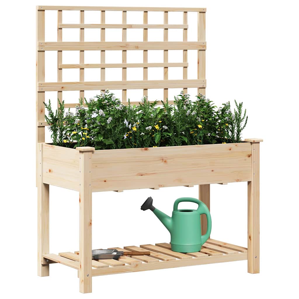 Vidaxl tuin bloempot beige 115 x 60,5 x 153 cm massief vurenhout
