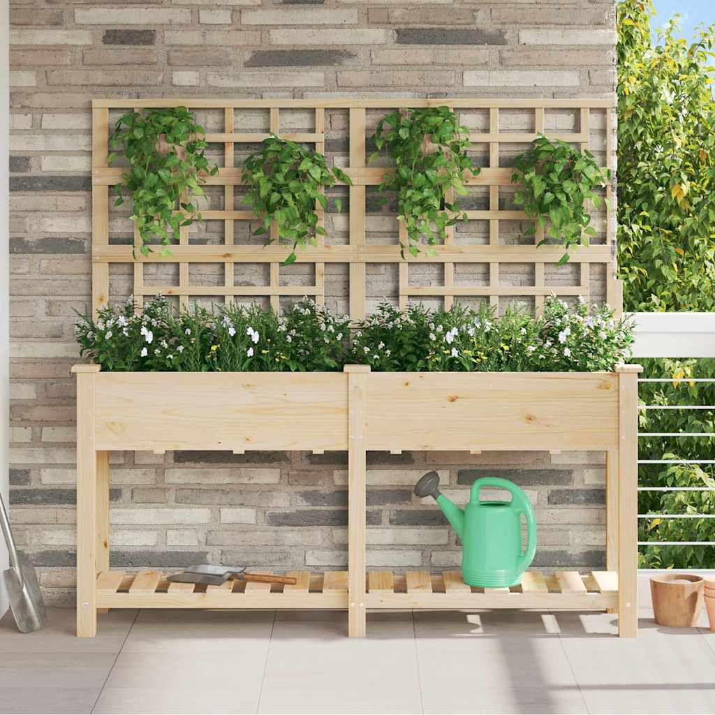 Vidaxl tuin bloempot beige 161 x 46 x 152,5 cm massief vurenhout