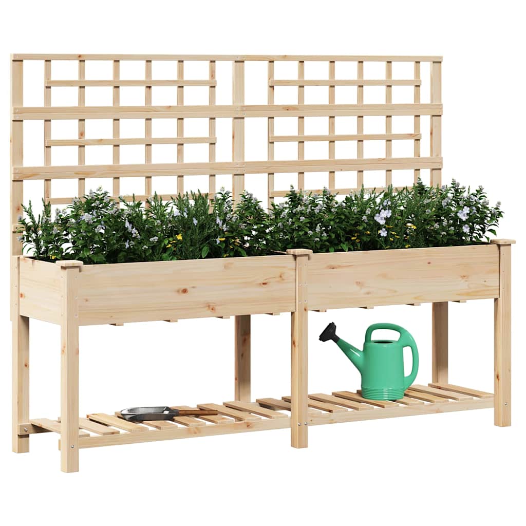 Vidaxl tuin bloempot beige 203,5 x 54 x 152,5 cm massief vurenhout