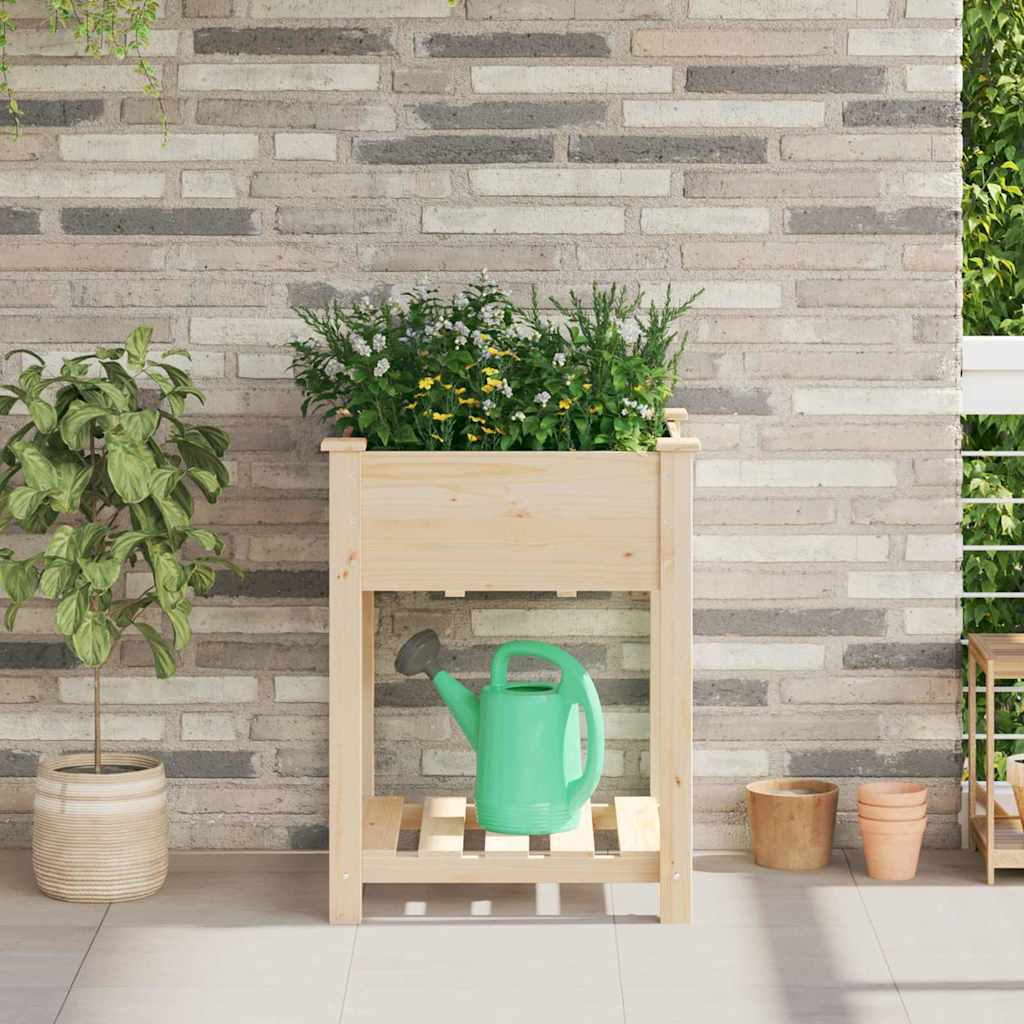 Vidaxl tuin bloempot beige 60,5 x 60 x 76,5 cm massief vurenhout