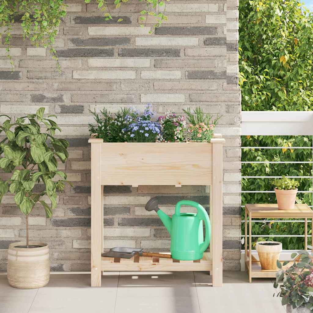 Vidaxl tuin bloempot beige 71 x 37 x 76,5 cm massief vurenhout