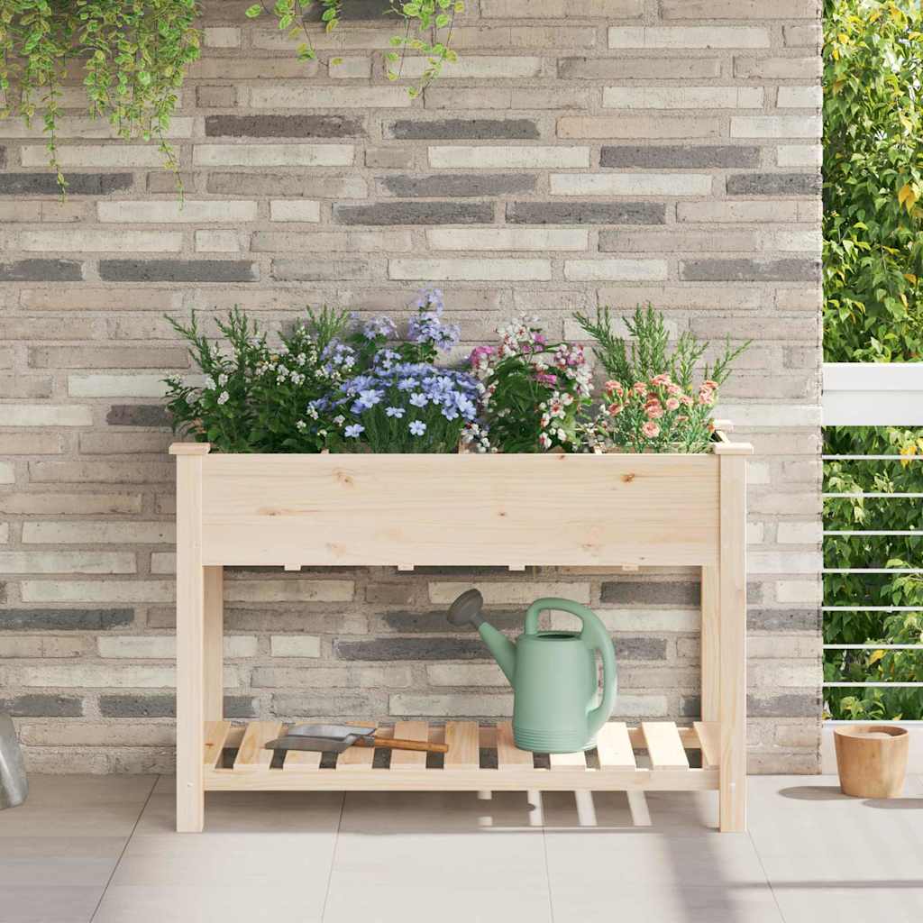 Vidaxl tuin bloempot beige 115 x 59 x 76,5 cm massief vurenhout