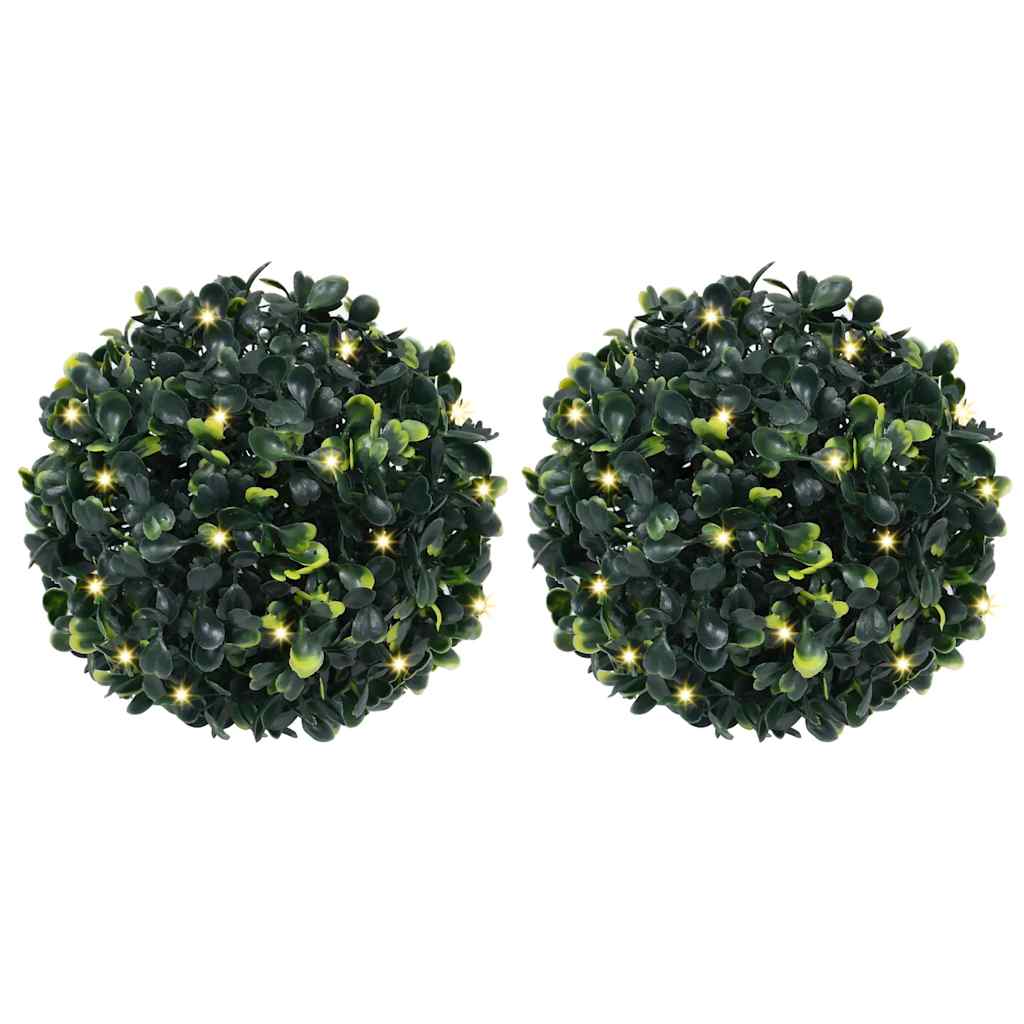 Vidaxl kunstbuxusballen met led-verlichting 2 st 22 cm groen