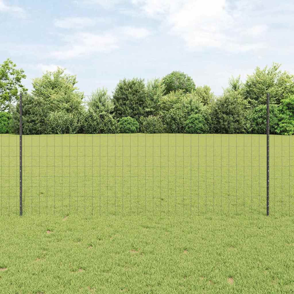 Vidaxl hek met paal grijs 1,2 x 10 m staal en pvc
