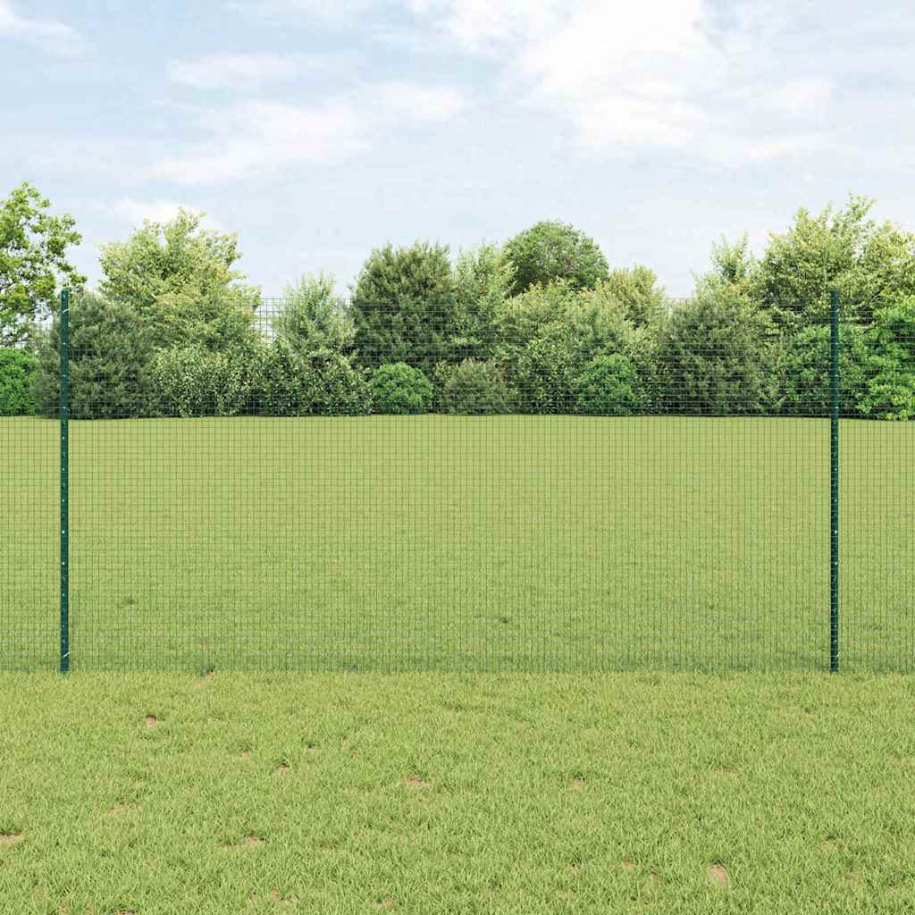 Vidaxl hek met paal groen 1,2 x 25 m staal en pvc