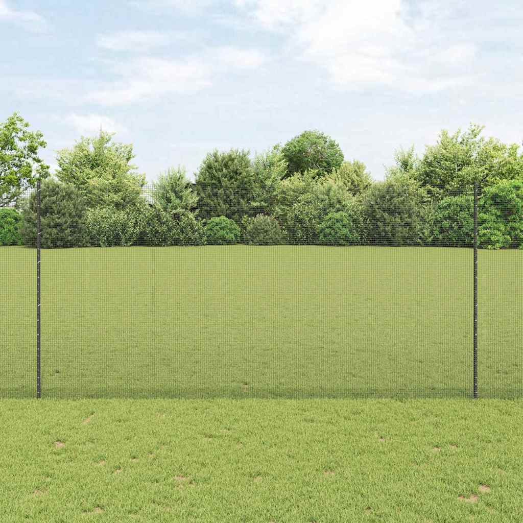 Vidaxl hek met paal grijs 1,6 x 25 m staal en pvc