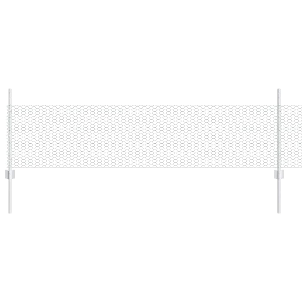 Vidaxl hek met paal zilver 0,5 x 10 m staal