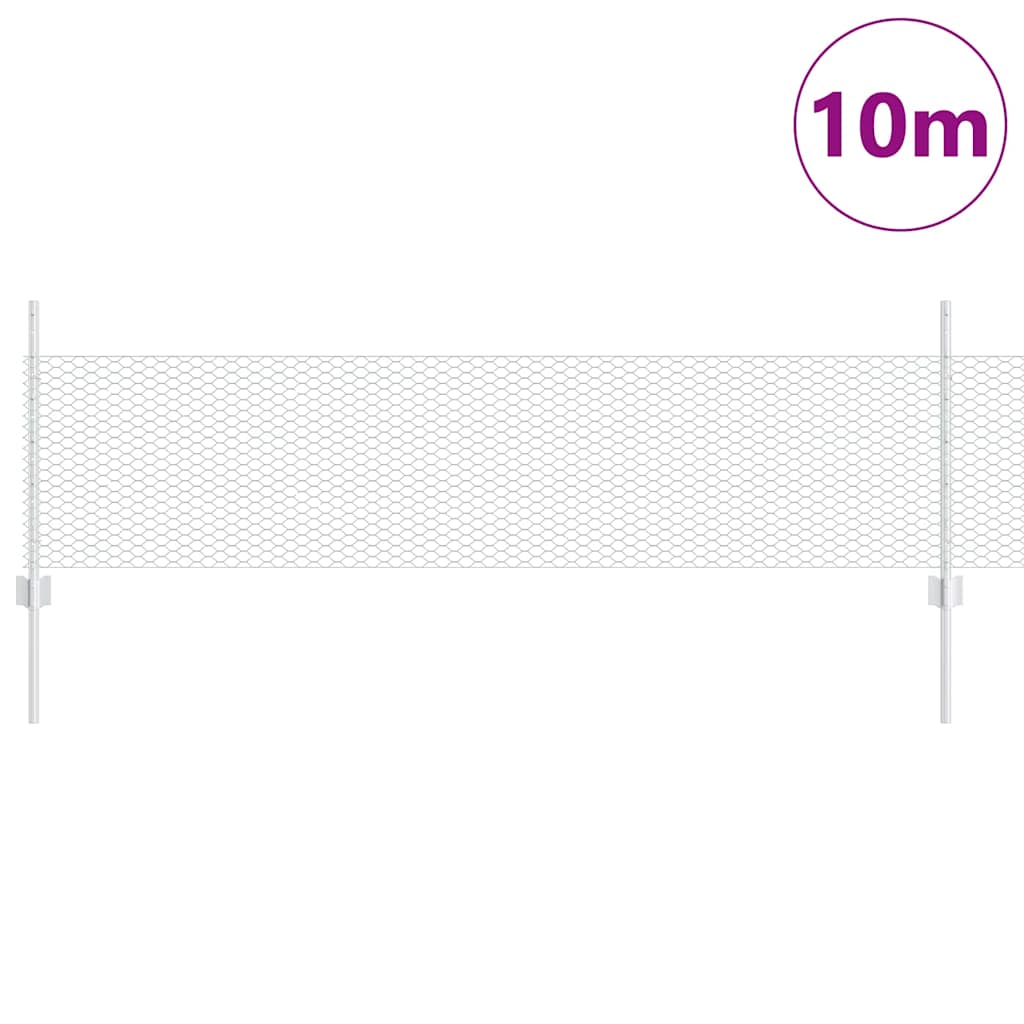 Vidaxl hek met paal zilver 0,5 x 10 m staal