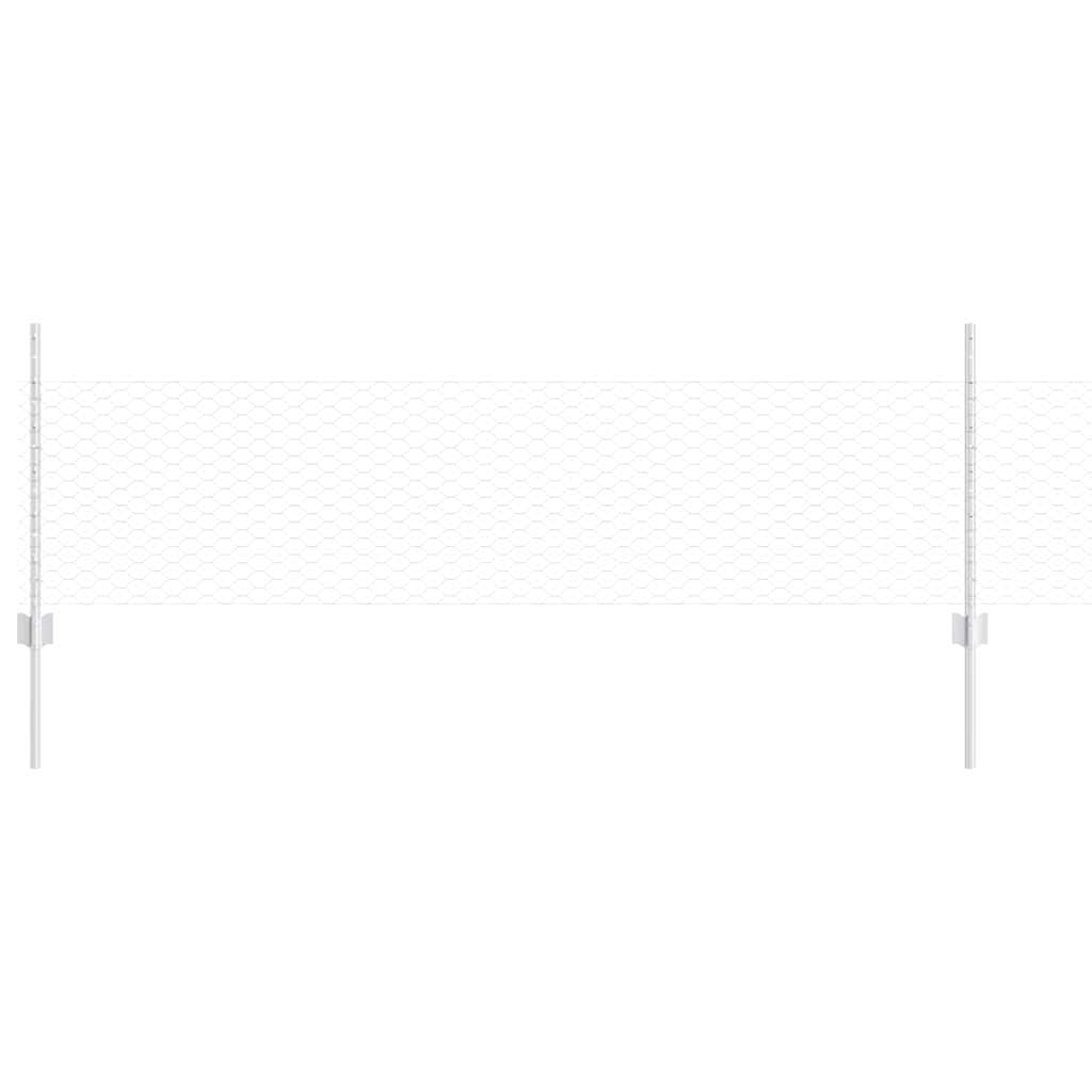 Vidaxl hek met paal zilver 0,5 x 10 m staal