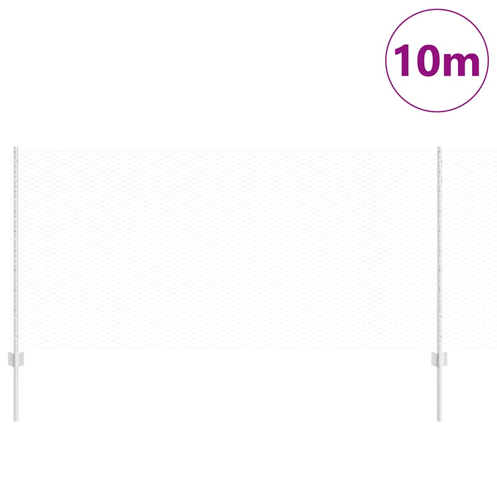 Vidaxl hek met paal zilver 1 x 10 m staal