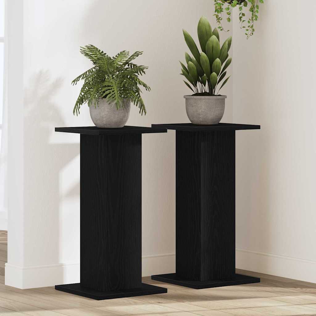 Vidaxl plantenstandaard 2 pcs zwart eiken 30 x 30 x 60 cm bewerkt hout