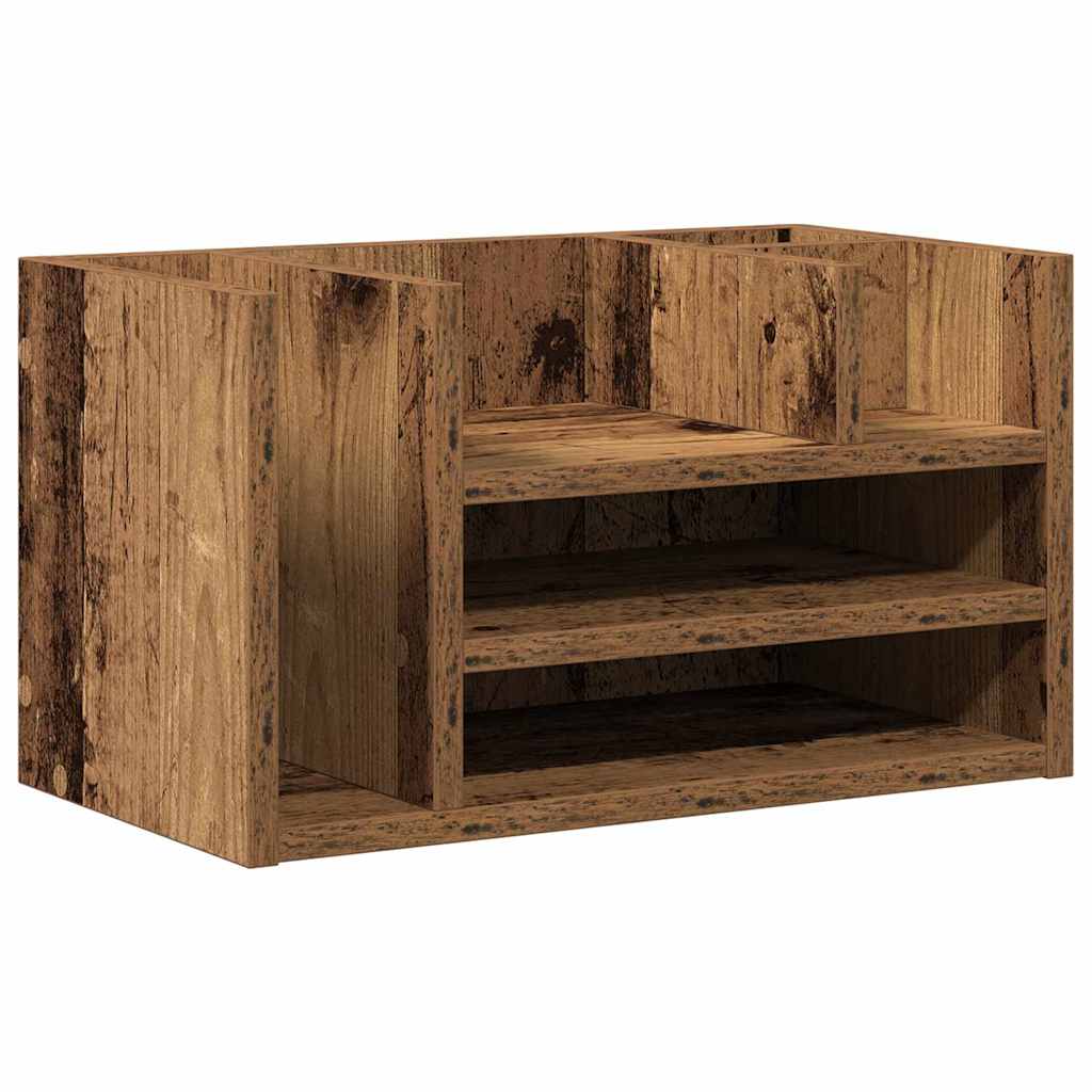 Vidaxl bureau organizer oudhout 44,5 x 24 x 25 cm bewerkt hout