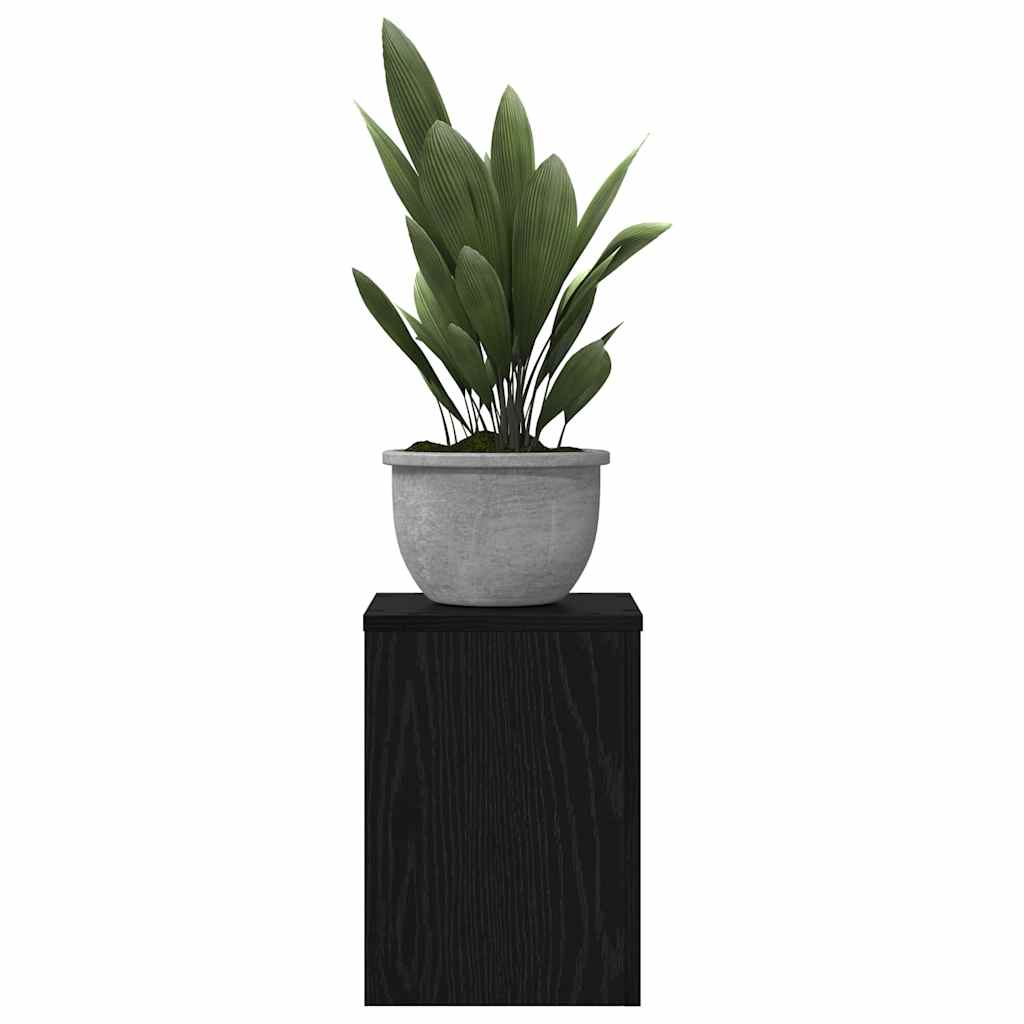 Vidaxl plantenstandaard 2 pcs zwart eiken 25 x 25 x 35 cm bewerkt hout