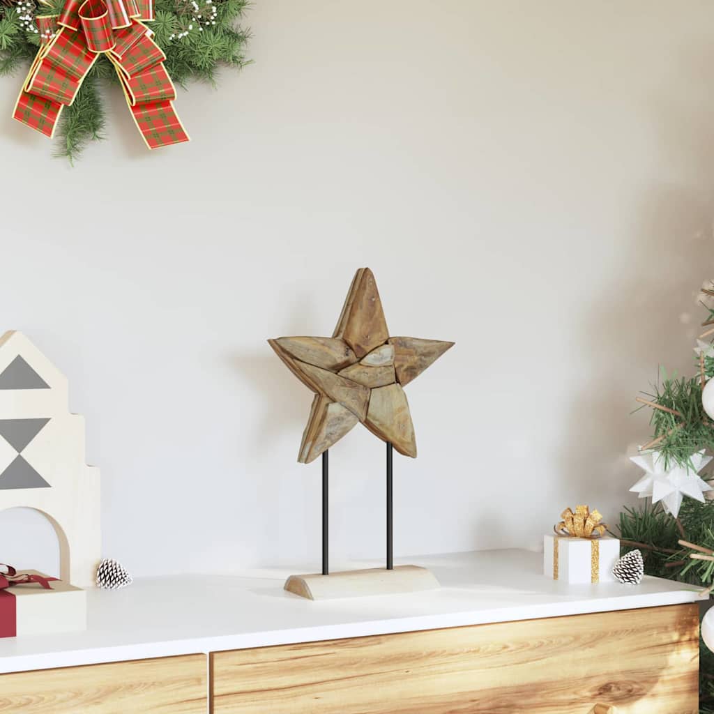 Vidaxl kerstster bruin 31 x 15 x 46 cm massief teakhout