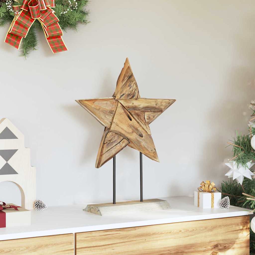 Vidaxl kerstster bruin 43,5 x 13,5 x 59 cm massief teakhout
