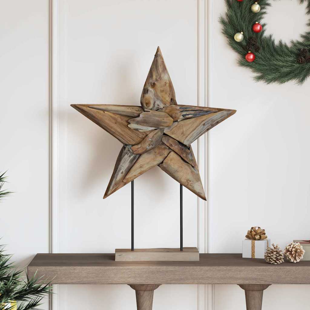 Vidaxl kerstster bruin 59,5 x 18 x 74 cm massief teakhout