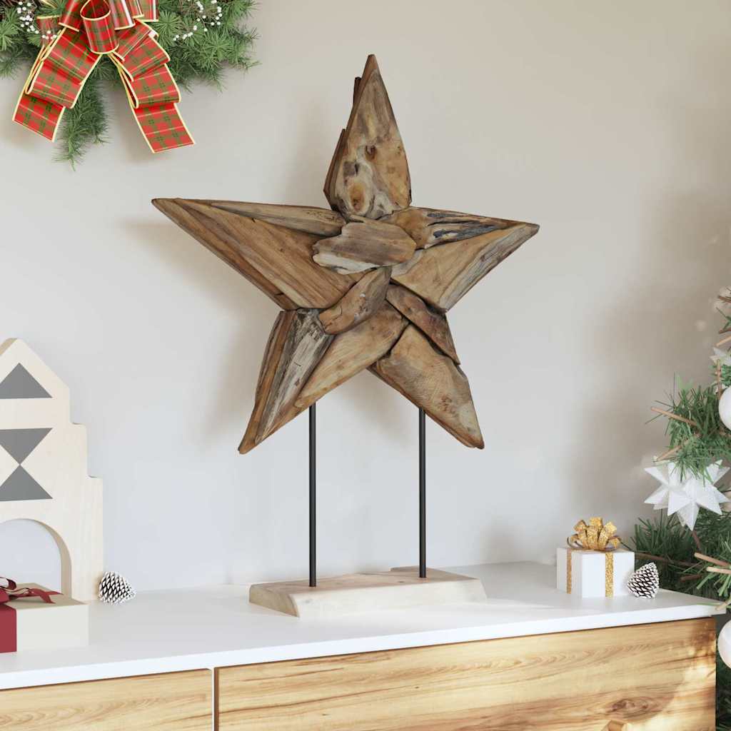Vidaxl kerstster bruin 59,5 x 18 x 74 cm massief teakhout