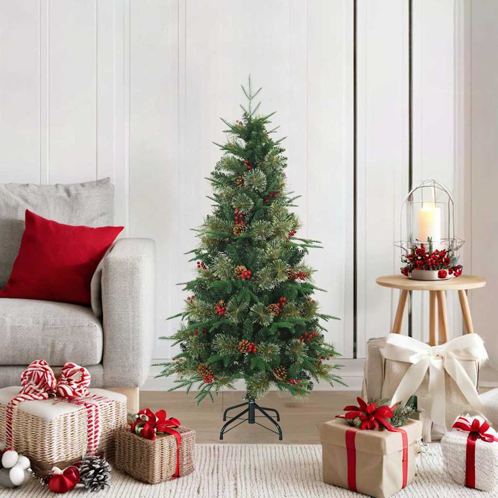Vidaxl kunstmatige inklapbare kerstboom groen 120 cm pvc, pe en staal