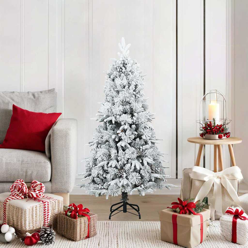Vidaxl kunst kerstboom met geveerde takken, sneeuw bedekt wit 120 cm